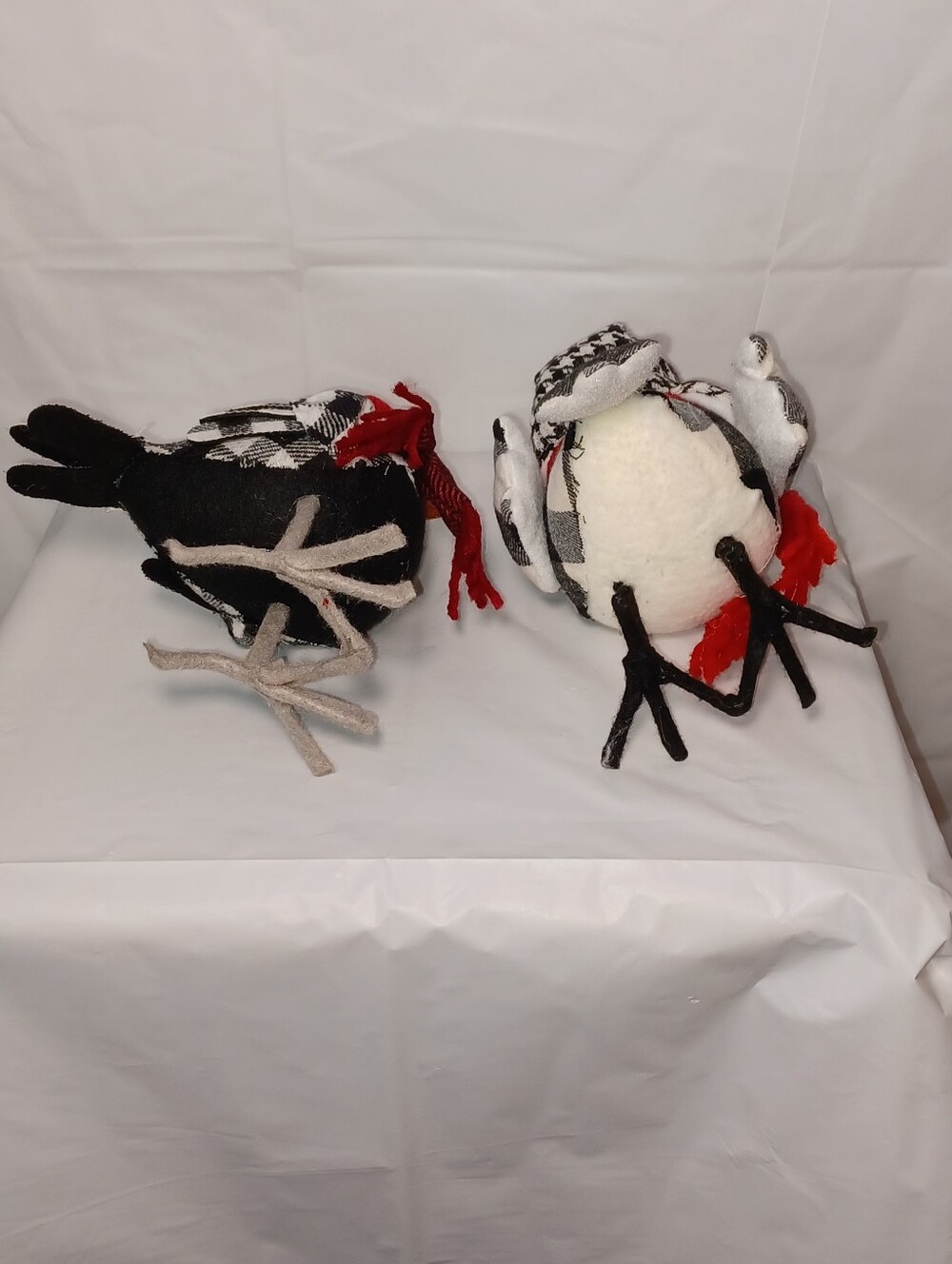 Featherly Friends Whimsical Pair of Holiday Plush Birds in Red & Black - Picture 7 of 7